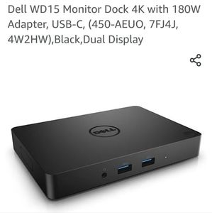 Dell wd15 monitor dock 4k with 180w adapter. Usb-C . Dual display
